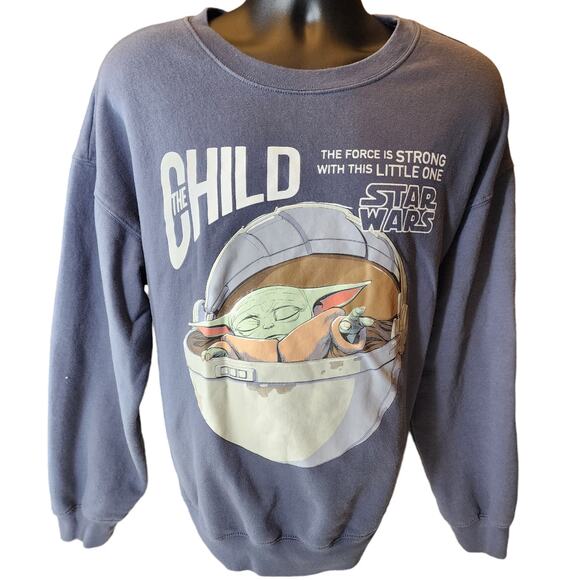 Star Wars Sweatshirt Womens XXL Baby Yoda Child Force Strong Mandalorian Sci Fi - Picture 1 of 13